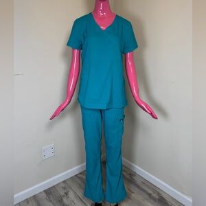 Koi Lite Scrub Set M | Philosophy Mock Wrap Top + Peace Drawstring Pants | Teal